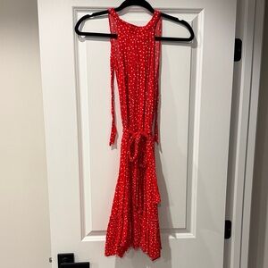 Elegant Red Polka Dot Long Sleeve Dress